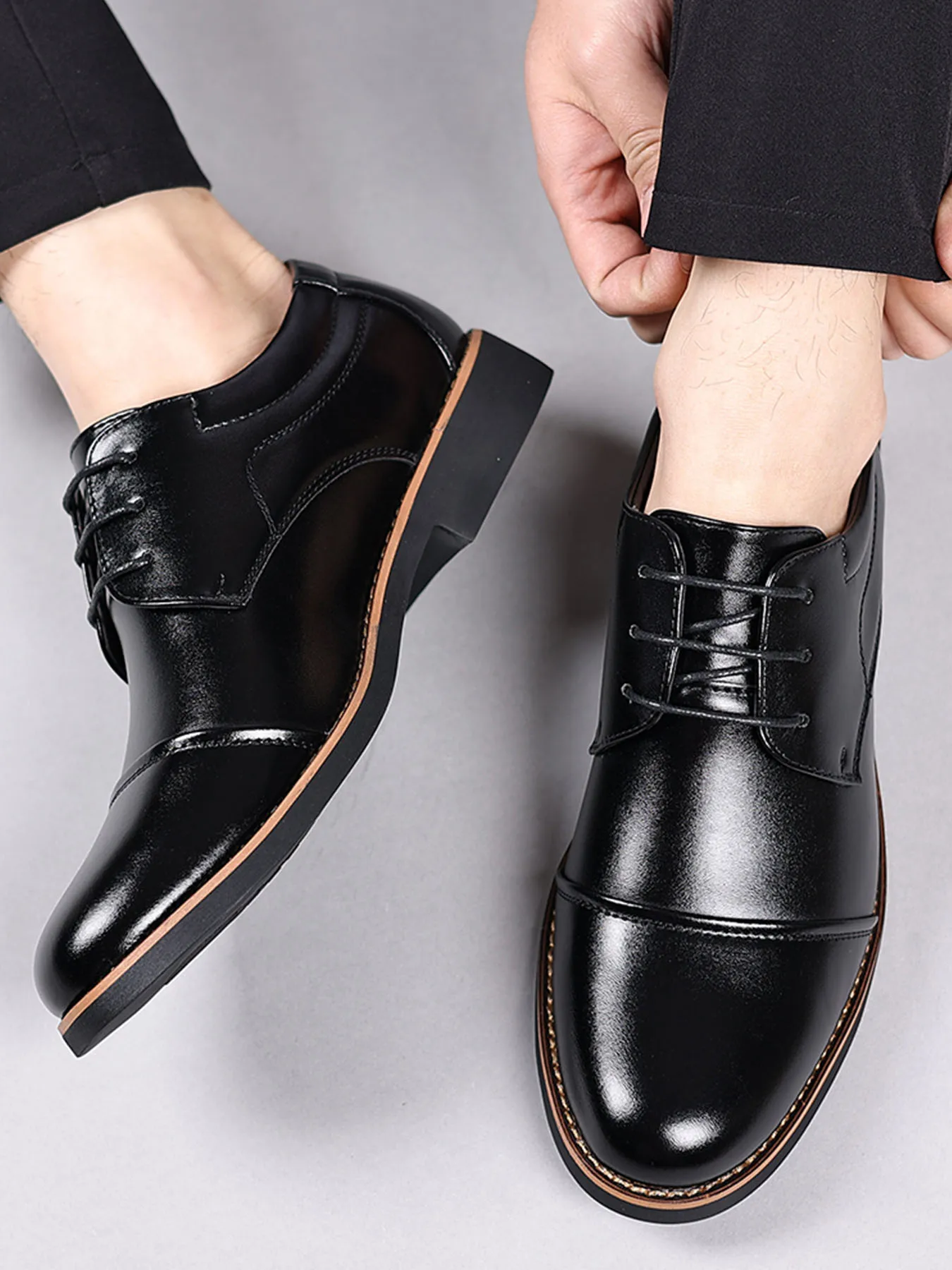 Large Size New Business Men's Leather Shoes Casual Formal Dad Shoes Lace-up Daily Commute Men's Shoes  2 Options Available