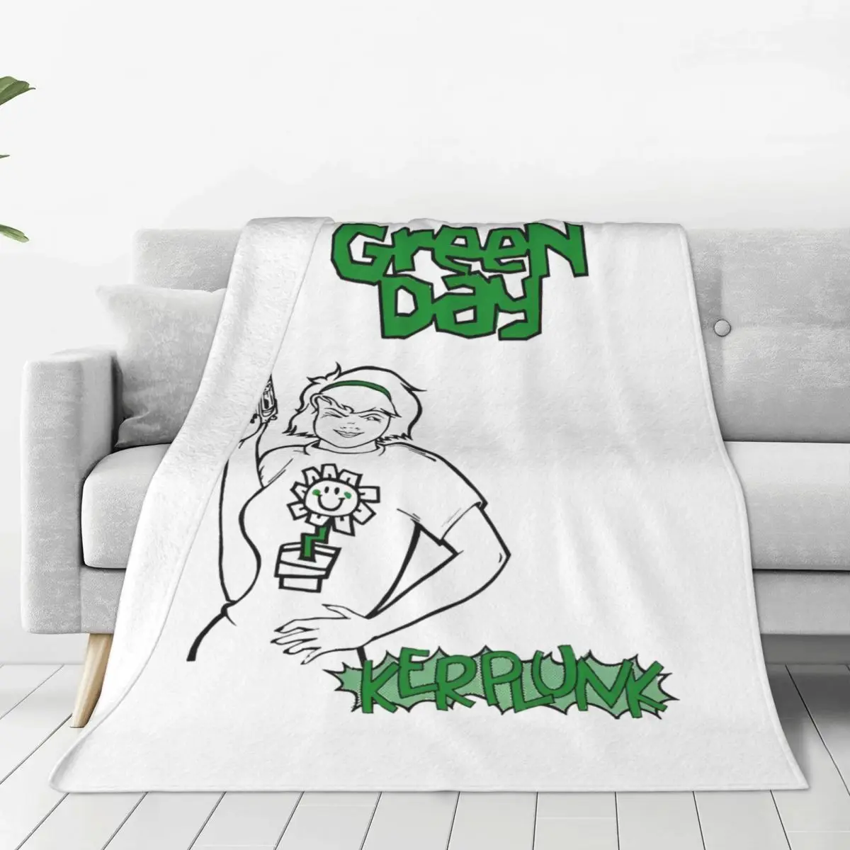 Green Day Blankets Flannel Summer Air Conditioning American Punk Rock Music Portable Warm Throw Blankets for Bed Office Quilt