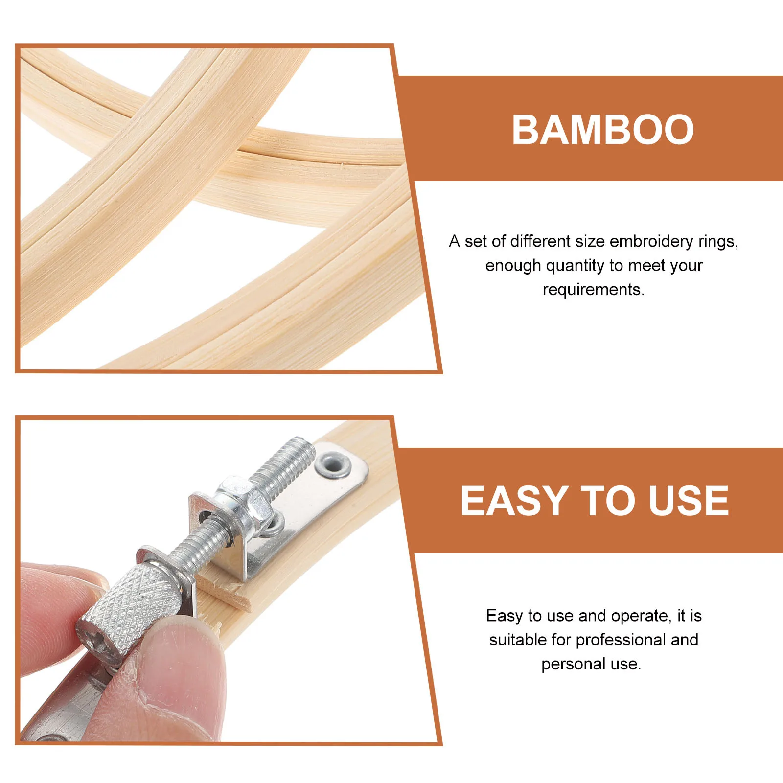 

6Pcs Bamboo Embroidery Rings Adjustable Sizes Durable Craft Sewing Hoops Cross Stitch Tool Accessories Embroidery Frame