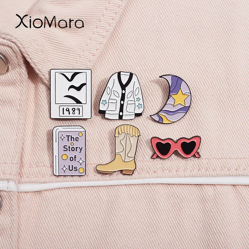 Music Style Enamel Pins 1989 Female Singer Guitar Pop Song Sweater Jacket Brooches Lapel Badge Fans Jewelry Gift for Friends
