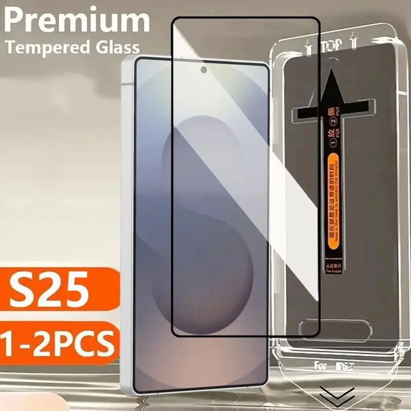 

1-2PCS Dust Free Screen Protector For Samsung Galaxy S25 S24 Ultra Full Cover Tempered Glass for Samsung S24 S25 Plus 8K Glass