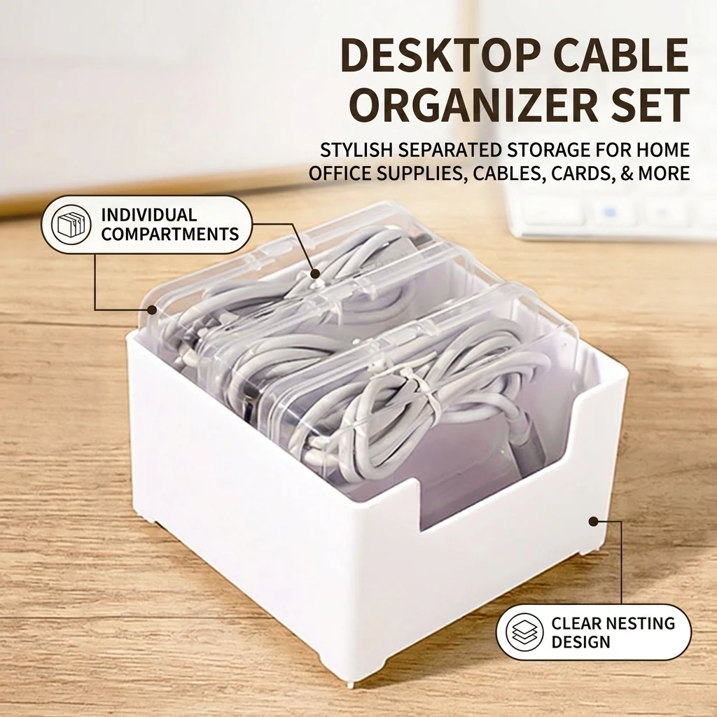 Data Cable Storage Box Cable Organizer Case With Power Charging Cable Management Desktop Cabl Management For Office Home Travel