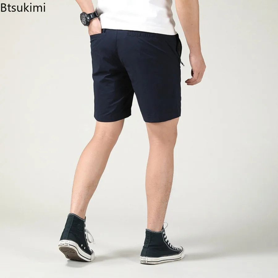 2024 Summer Men's Cotton Cargo Shorts Fashion Zip Pocket Design Simple Solid Loose Casual Short Pants Men Sport All-match Shorts