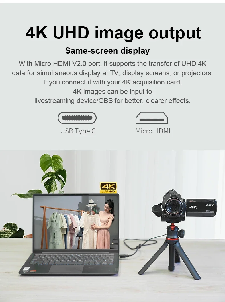 AC5 PLUS 4K Premium Professional Camcorder Broadcast Camera Stream Webcam Handycam Camera