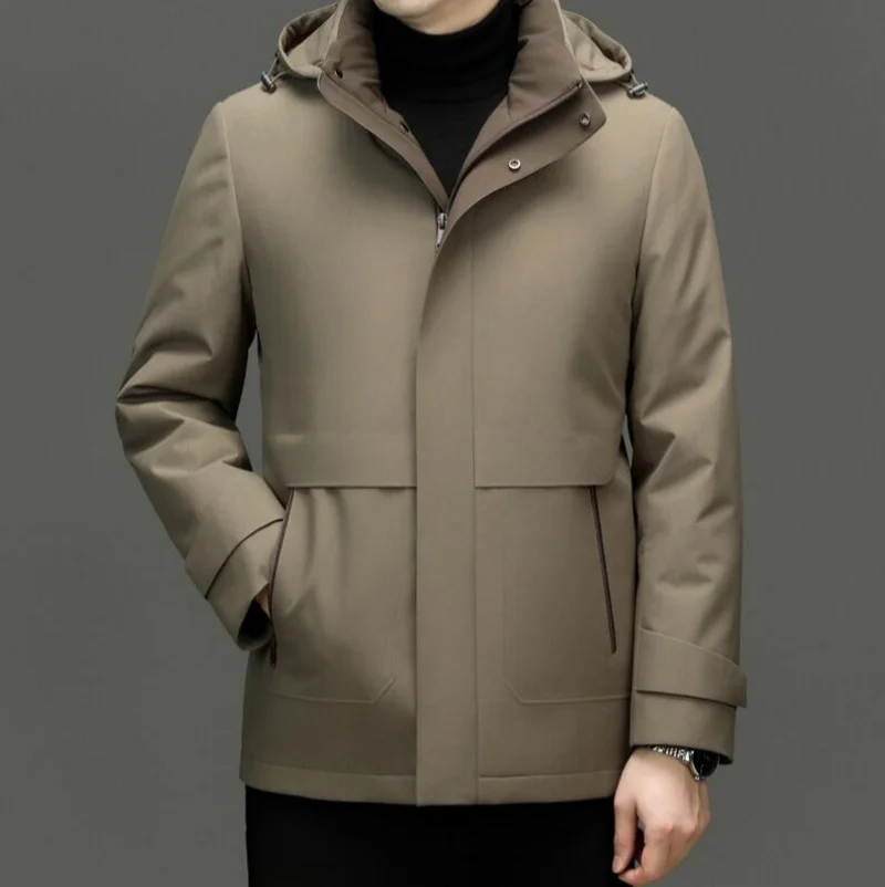 High Quality Men's Hooded Duck Down Jackets Winter Business Casual Windproof Warm Puffer Coat Outwear Thicken Top Parka Clothing