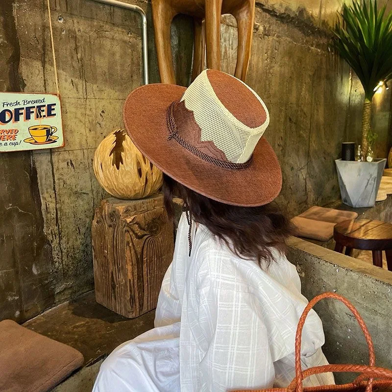 Gorra de vaquero occidental para hombre y mujer, visera informal de red transpirable para exteriores, cuatro estaciones, marca de diseñador