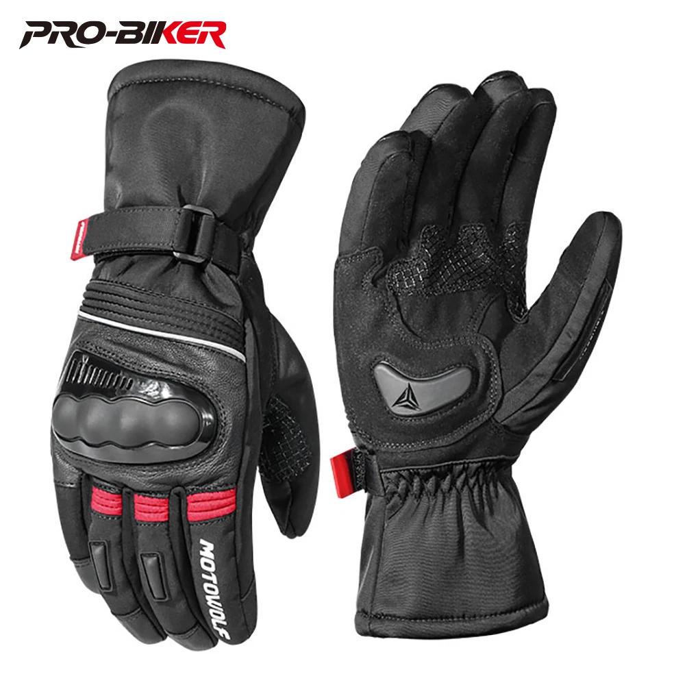 

Winter Motorcycle Gloves Leather Electrically Heated Motorcycle Rider Equipment Waterproof Warm Touchscreen Bicycle Protection