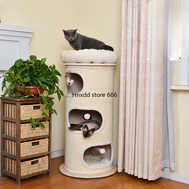 Climbing frame cat nest tree integrated sisal tube large cat jumping platform scratching column cat villa toy