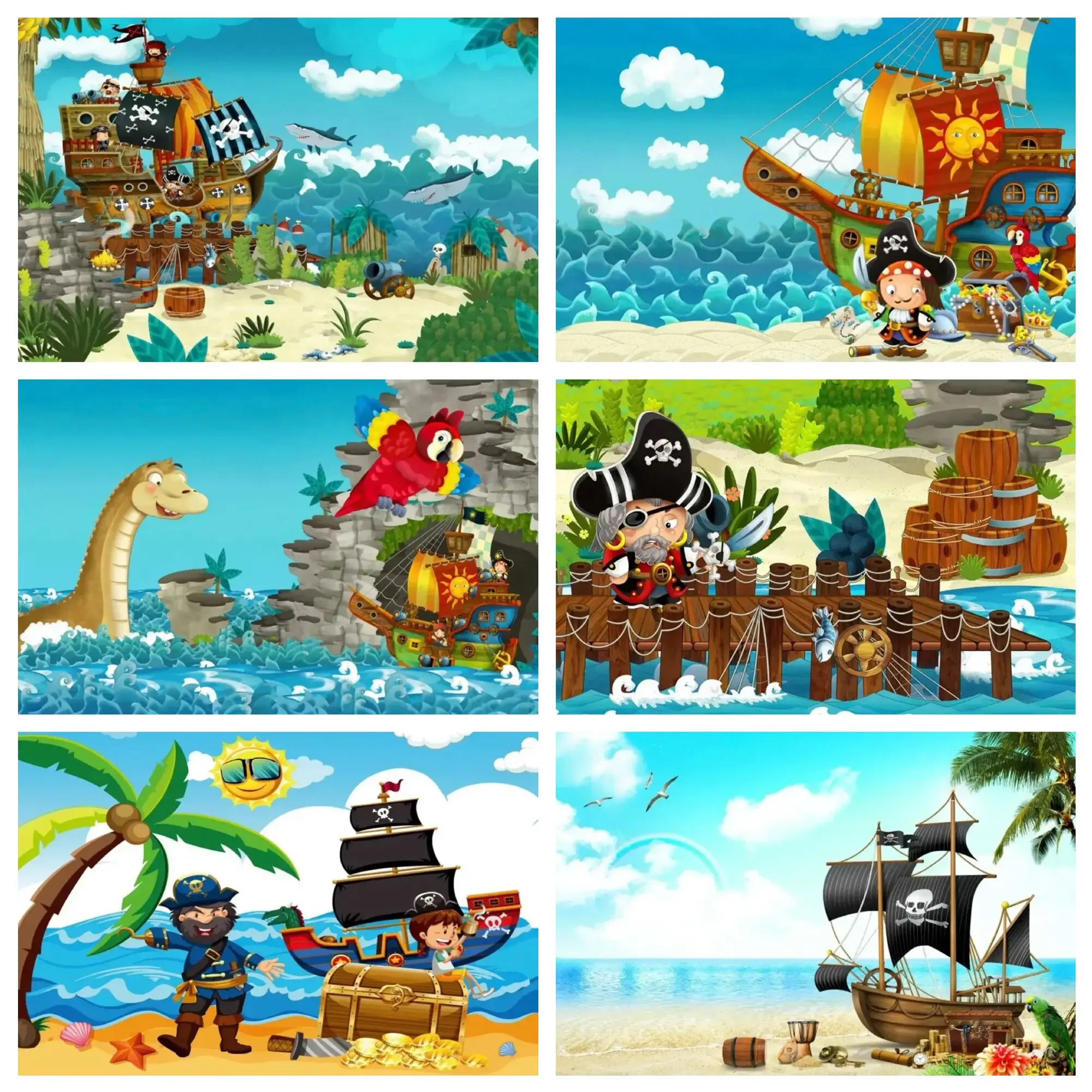 

Wooden Plank Shooting Photography Backdrop Pirate Captain Treasure Map Cargo Ship Baby Birthday Photo Studio Background HH-01