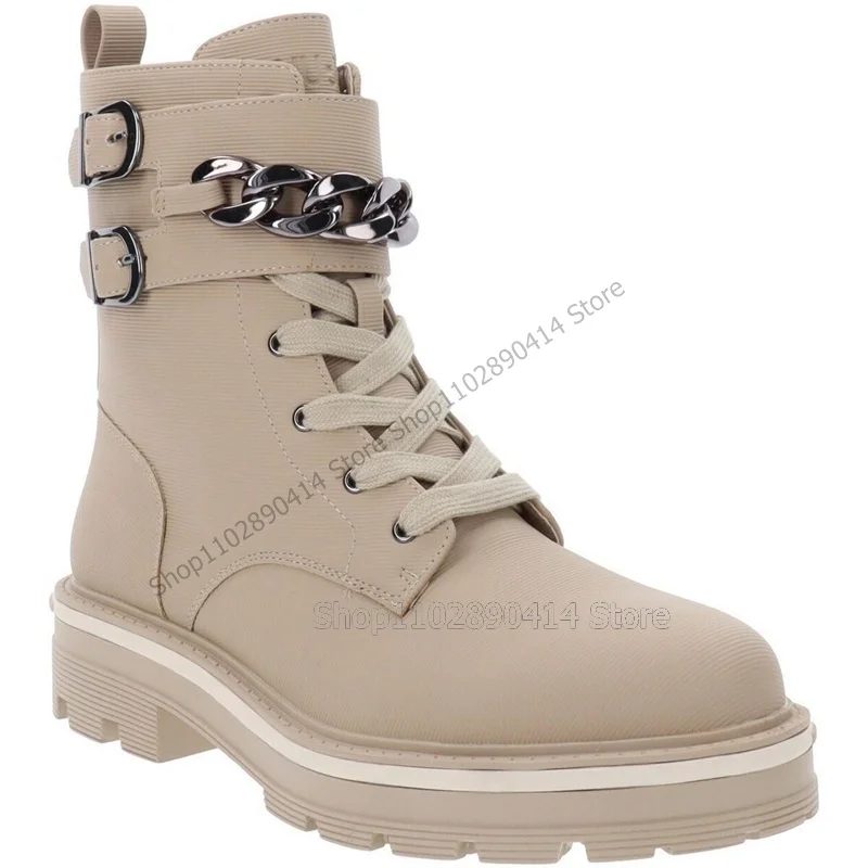 

Apricot Color Metal Buckle Chain Decor High Top Boots Fashion Side Zipper Men Boots Luxury Handmade Party Feast Men Casual Shoes