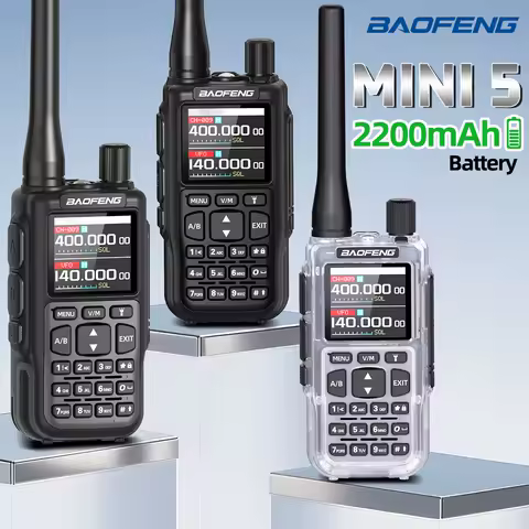 Baofeng MINI 5 Walkie Talkie Multi Band Long Range Dual PTT Bluetooth Programming Type-C Charging Ham Radio Upgrade 5R MINI Pro