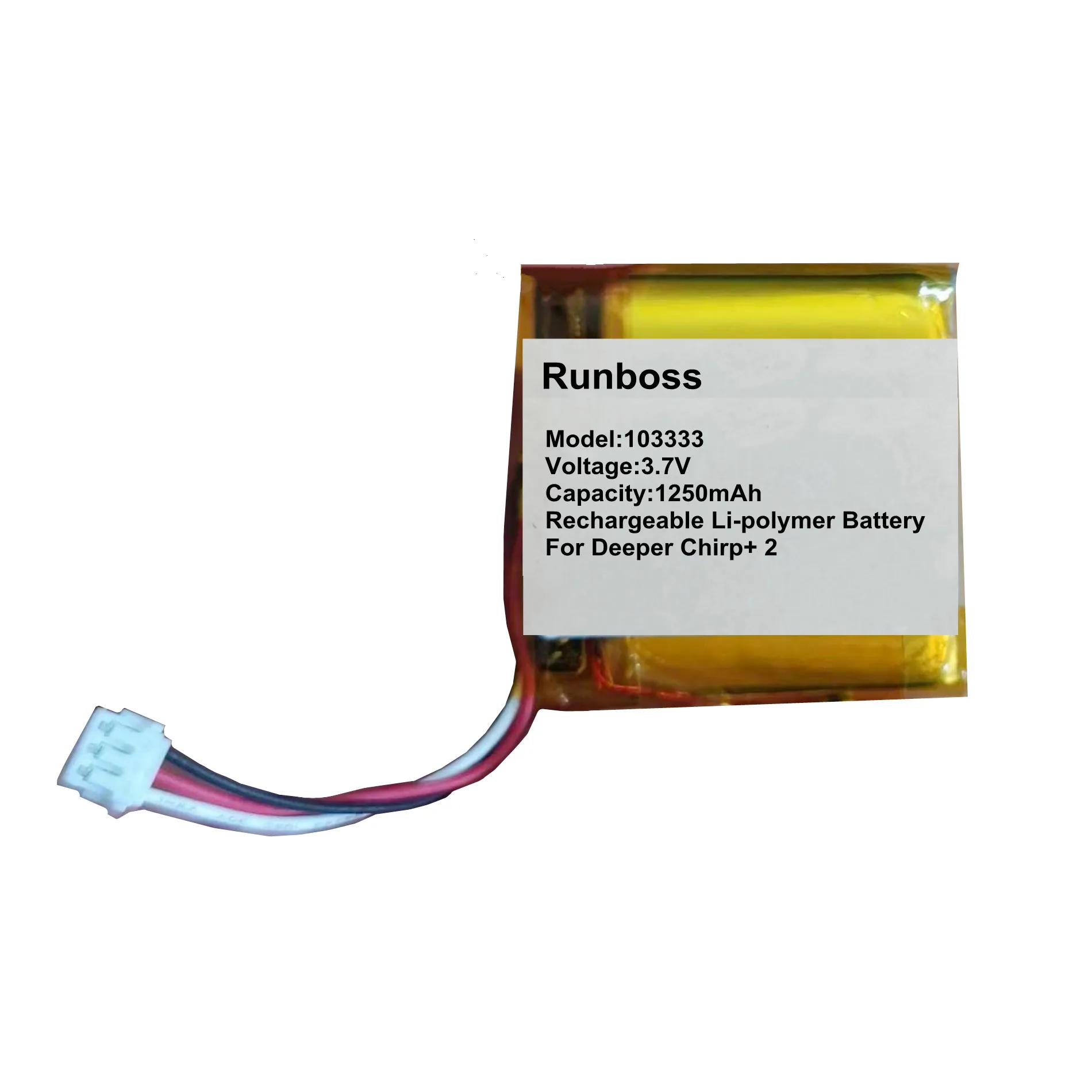 New 3.7V 1250mAh Battery For Deeper Chirp Plus 2 /Chirp+ 2 Wireless Fishfinder Sonar GPS With JST 1.5mm 3P Connector