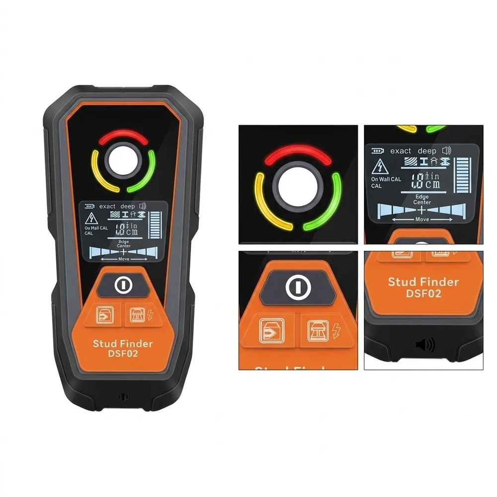 DSF02 Handheld Wall Detector Supporting Drywall Brick and Wood Wall Applications with Depth Readings and Alarms