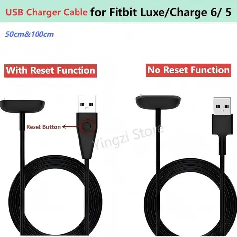 Cargador USB para Fitbit luxe/Charge6 5 Cable con función de reinicio para Fitbit Charger 6 5 Smartwatch cargador banda de repuesto