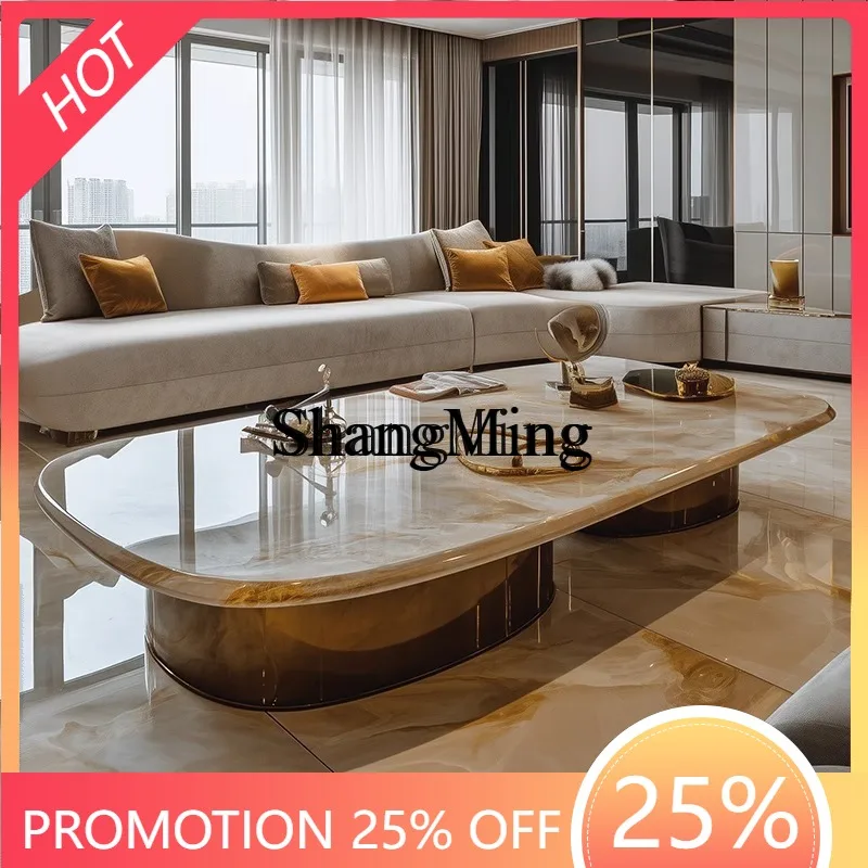 

SM new light luxury creative thickened marble rectangular coffee table large apartment villa high-end tea table