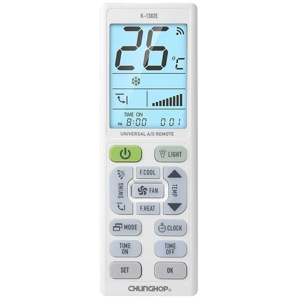 【STABLE QUALITY】CHUNGHOP K-1302E Night Light Large Screen Universal Air Conditioner Remote Control For Household Use