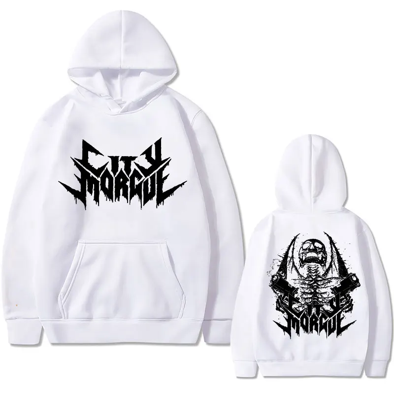 Rapper Zillakami Sosmula City Morgue Double Sided Print Hoodie Skeleton Graphic Sweatshirt Men Women Oversized Hip Hop Hoodies