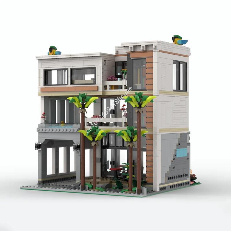 1783 elementy MOC Nowoczesny Dom XL Modułowy Model Klocki Prezent na Boże Narodzenie Zabawka do Składania DIY Pomysł Edukacyjny Klocki dla Dzieci na Urodziny