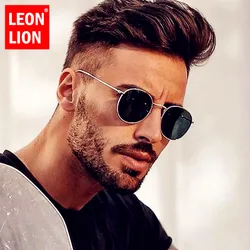 LeonLion 2023 라운드 선글라스 남녀공용, 작은 빈티지 안경, 럭셔리 안경, 금속 파티, Lunette Soleil Homme UV400