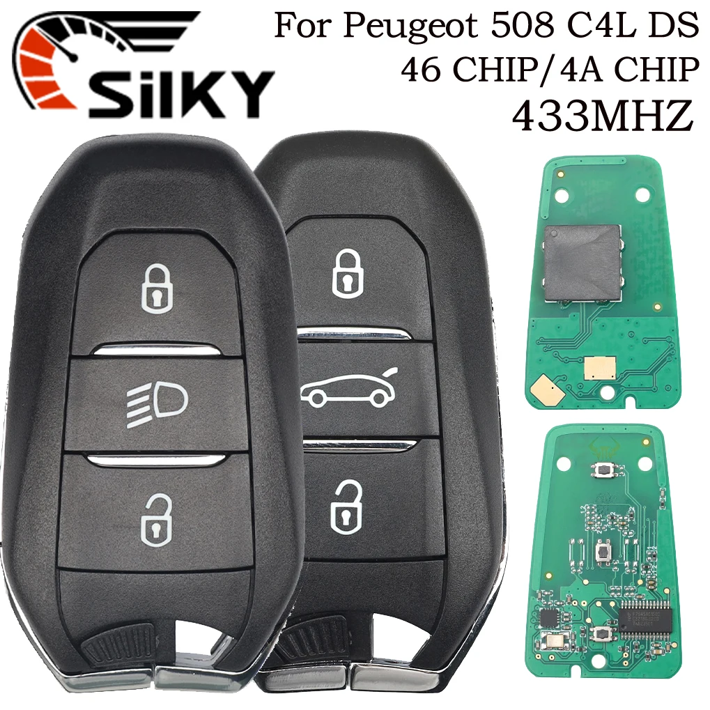 SilKY ID46/4A PCF7945/53 433MHz Proximity Car Remote Key For Peugeot 208 301 308 508 3008 5008 Citroen C3 C4 C4L C5 Picasso DS5