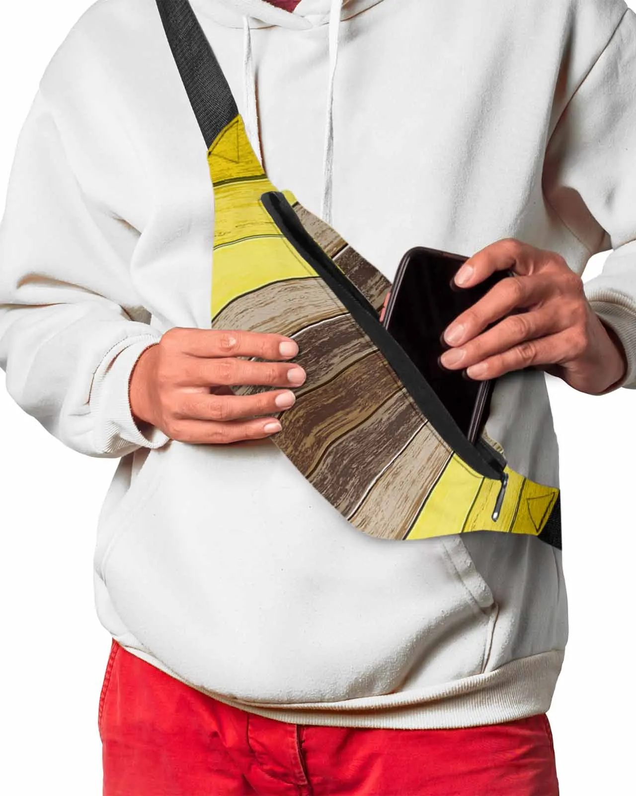 Bolsa de cintura impermeável para homens e mulheres, Retro Fanny Pack, Belt Bag, Wallet Pouch, Banana Hip Bags, Amarelo