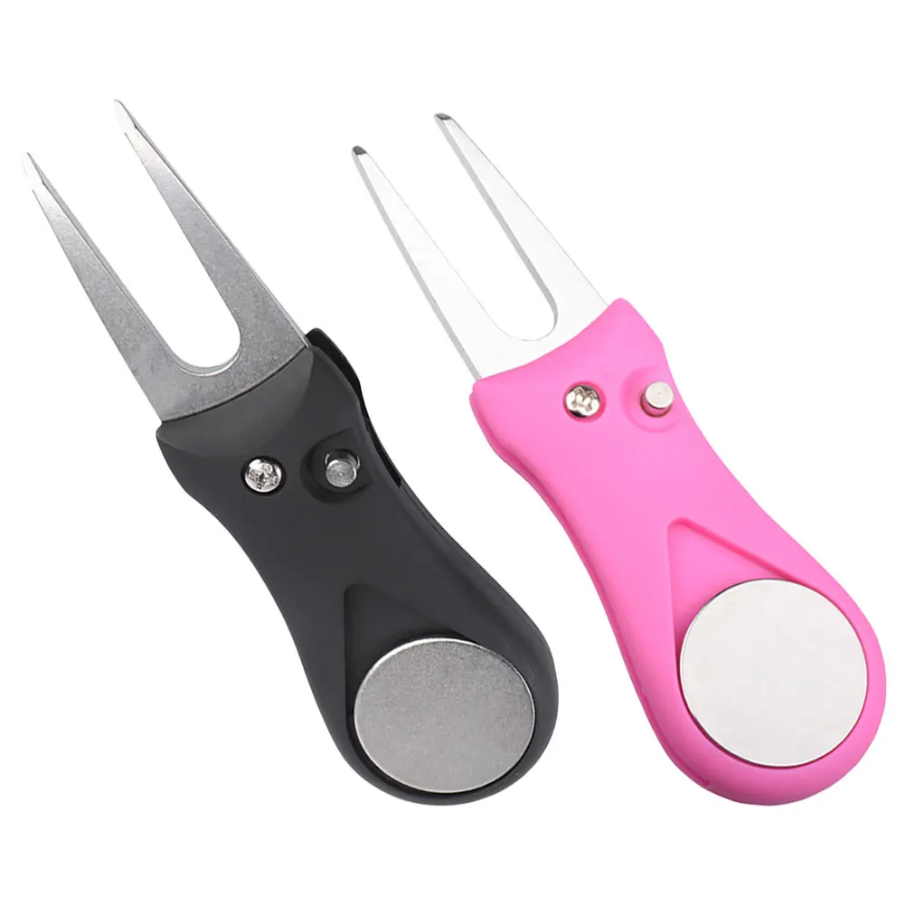 2 قطعة شوكة إصلاح ديفت للجولف خفيفة الوزن محمولة أداة إصلاح الحديقة علامات كروية نابضة بالحياة ملحقات الغولف في الهواء الطلق