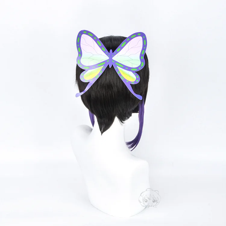 Kochou Shinobu Cosplay Perücken Halloween Party Performance Perücken Frauen Schwarz Lila Farbverlauf Haar Japanische Anime Kostüm Zubehör