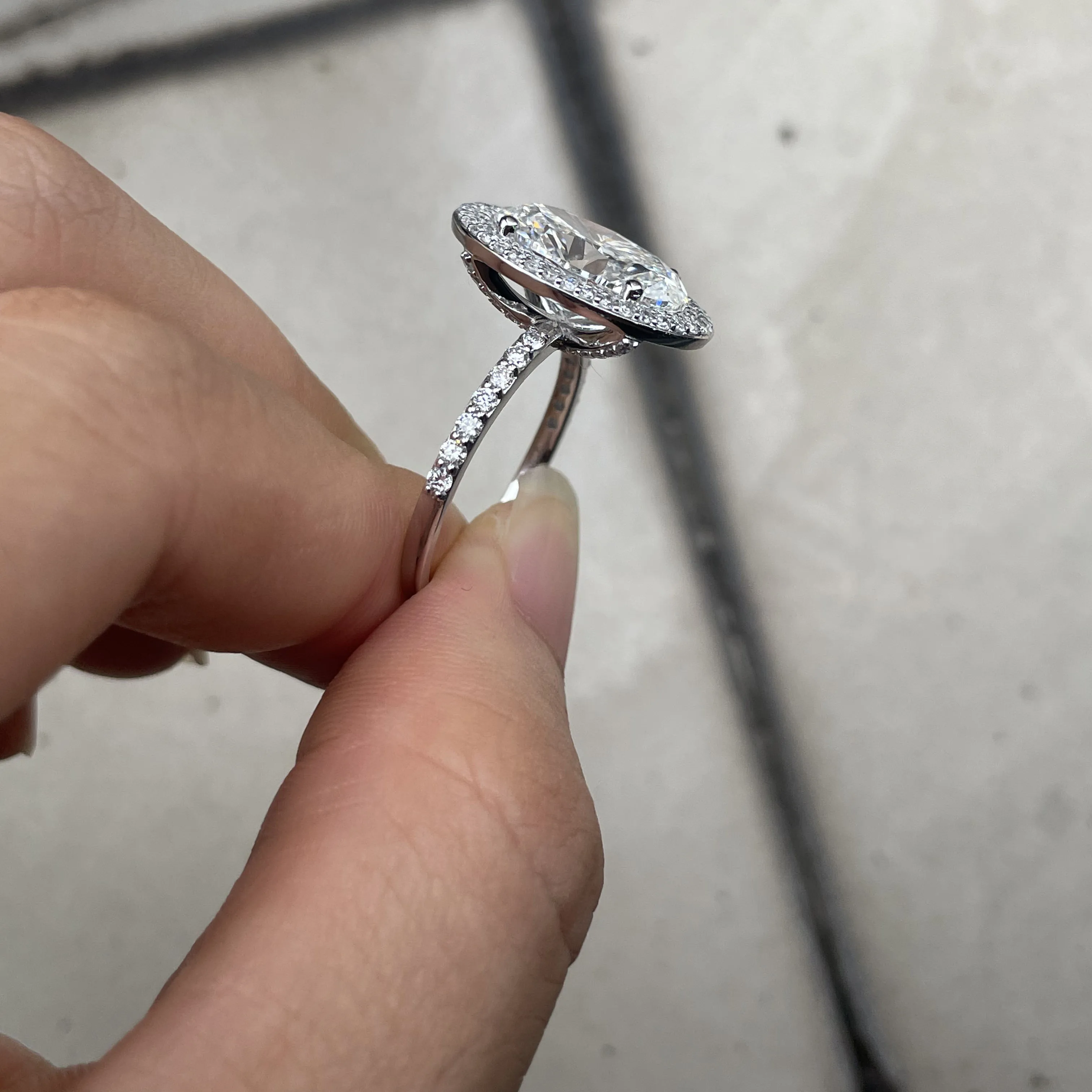 5CT البيضاوي الماس خاتم الخطوبة IGI مختبر نمت الماس DEF VS-VVS المخفية هالة البلاتين 950 خاتم للنساء مجوهرات الحفلات #5