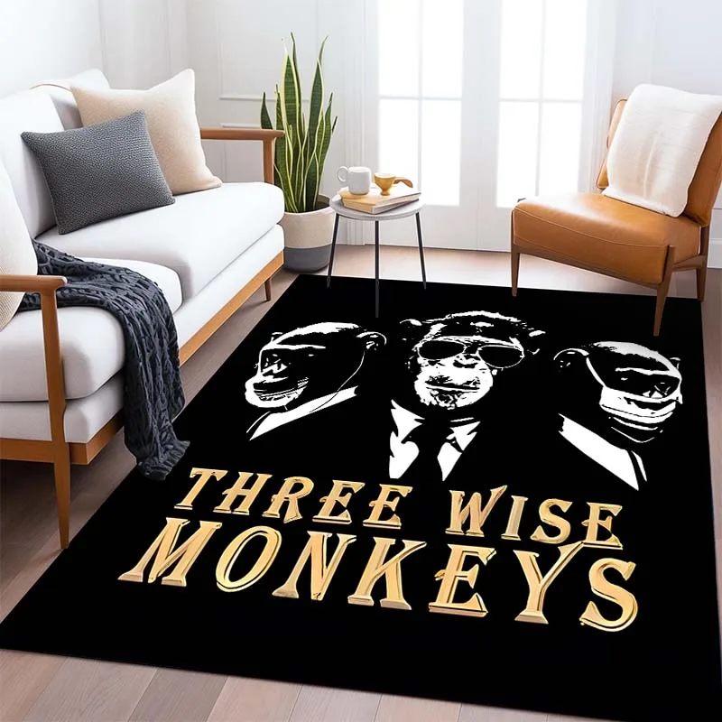 

Three Wise Monkeys Pattern Living Room Bedroom Carpet Bedside Bathroom Floor Mat 15 Sizes Custon Pattern Area Rug Bedroom Decor