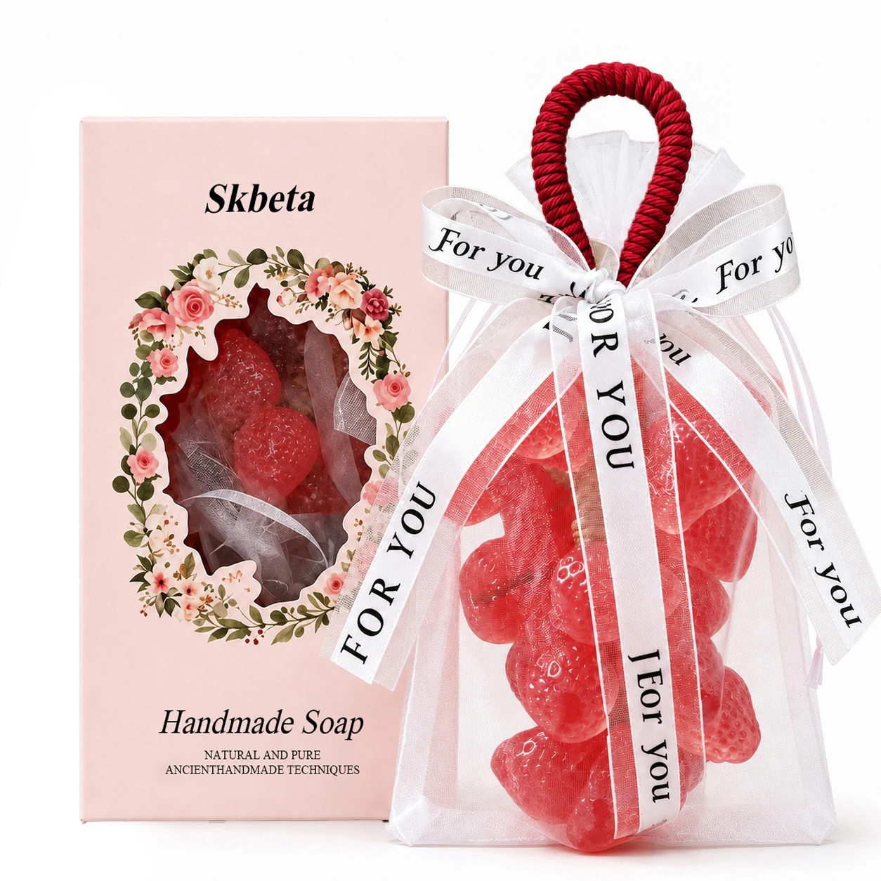 Strawberry Handmade Soap Natural DIY Fruit Aroma Facial Body Cleaning Exfoliation Home Decor Gift Crystal Strawberry Cluste Soap