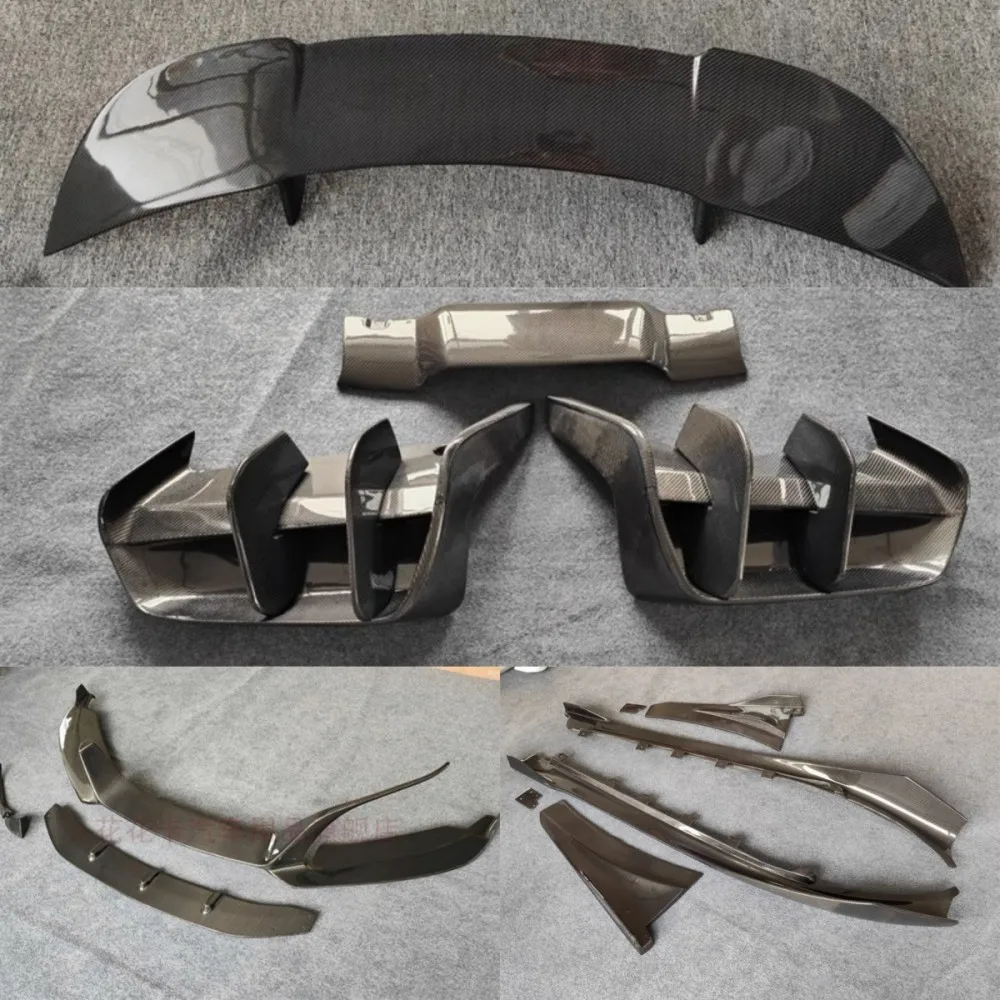 

Car Front Rear Lip Shovel Side Skirt knife Tail Wing Assembly For BMW i8 2014-20 Modified Carbon Fiber Style Auto Accessories