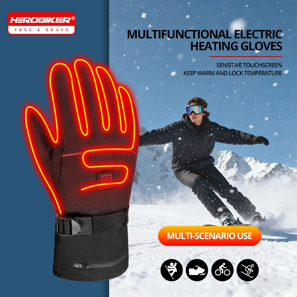 

Heated Motorcycle Gloves Winter Warm Motorcycle Gloves Guantes Moto Heated Gloves Waterproof Rechargeable Heating Thermal Gloves