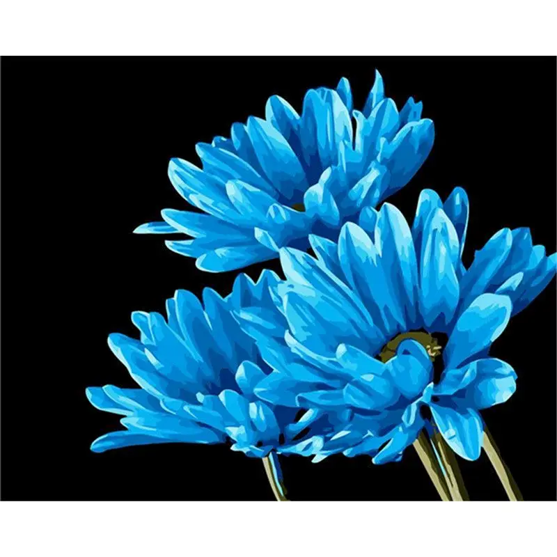 

GATYZTORY Oil Painting By Numbers 60x75cm Frame Blue Flowers Picture By Number Home Decoration Acrylic Oil Paint Home Craft