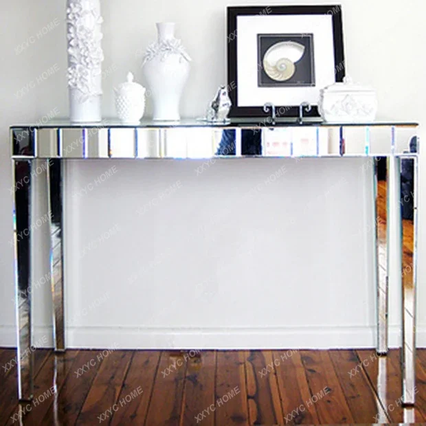Premium Entryway Table Glass Furniture Entryway Console Light Luxury Model Home Entryway Cabinet Mirror Furniture