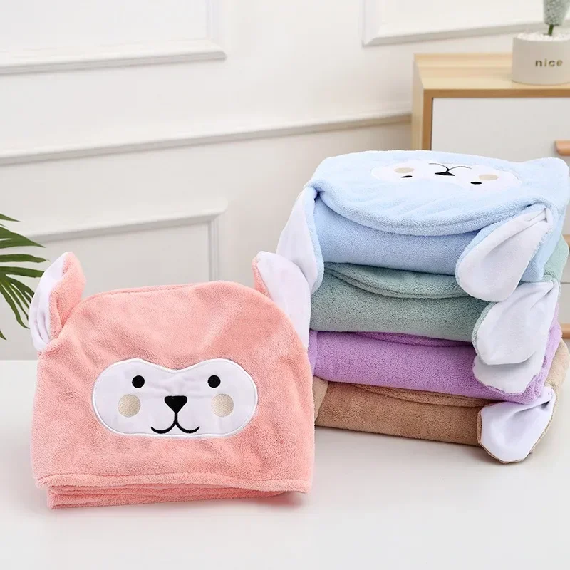 Bath Towel for Children Hooded Cloak Infant Cloak Baby Cartoon Coral Fleece Soft Absorbent Bathrobe Thickened Bath Towel