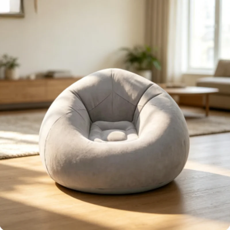Portable Round Inflatable Air Sofa, Waterproof Lazy Bean Bag Chair for Bedroom Patio Outdoor Camping Leisure Use