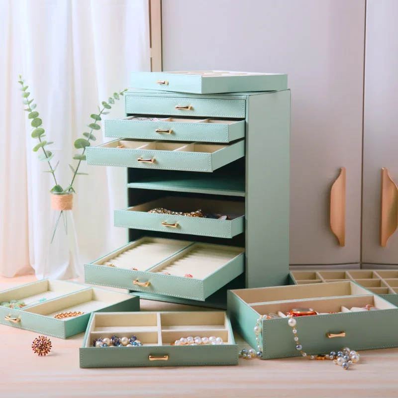High-end large-capacity jewelry box, leather jewelry box, jewelry storage box, gift for women