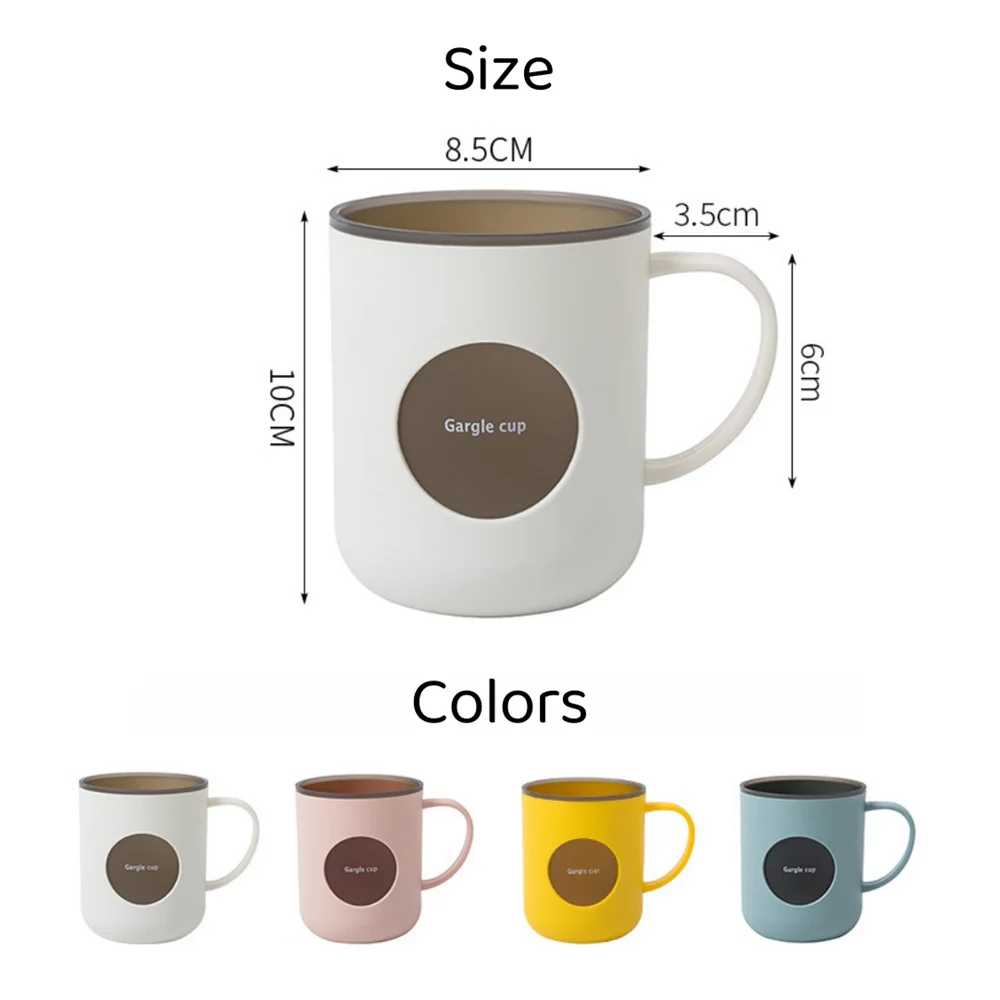 Double-layer Color Clash Mouthwash Mug Home Bathroom Brushing Cup with Handle Cute Couple Drop Resistant Wash Toothpaste Mugs