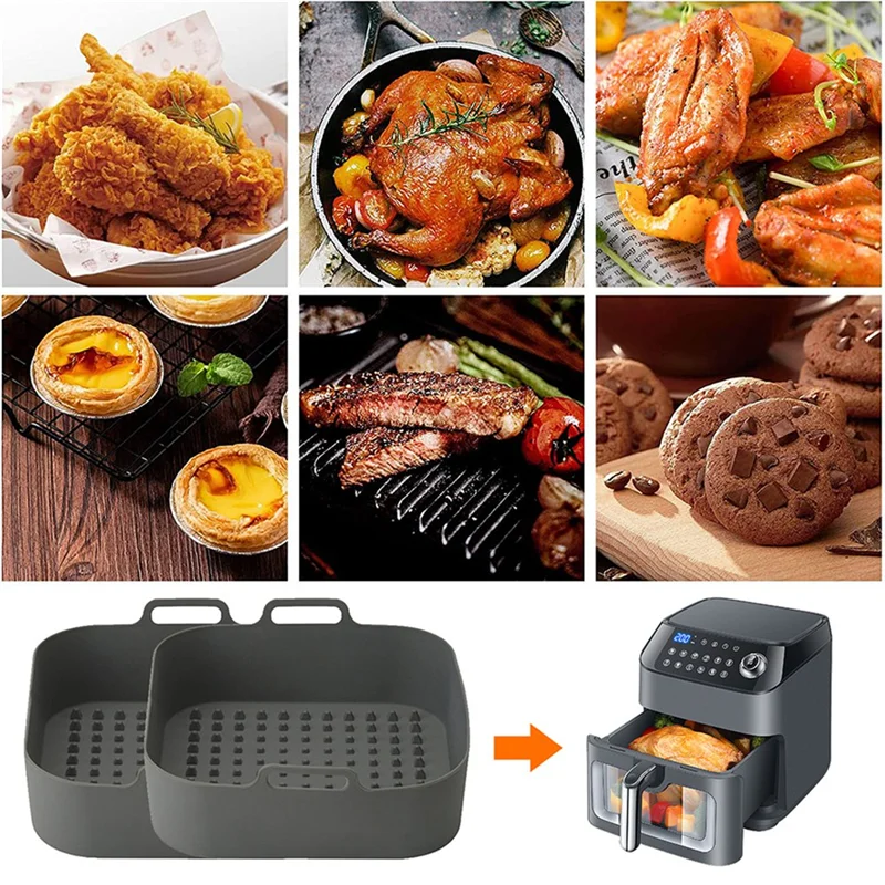 

ABKO-Силиконовая корзина для аэрофритюрниц Теплоизоляционный лоток для аэрофритюрницы 20X20x6 см Лоток для аэрофритюрницы