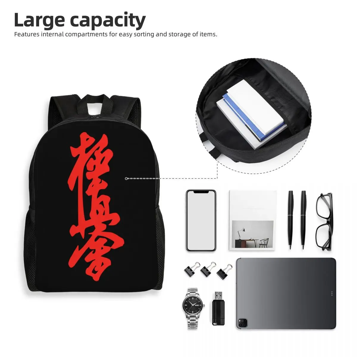 Kyokushi Karate Backpack for Women Men Water Resistant School College Martial Arts Bag Printing Bookbag