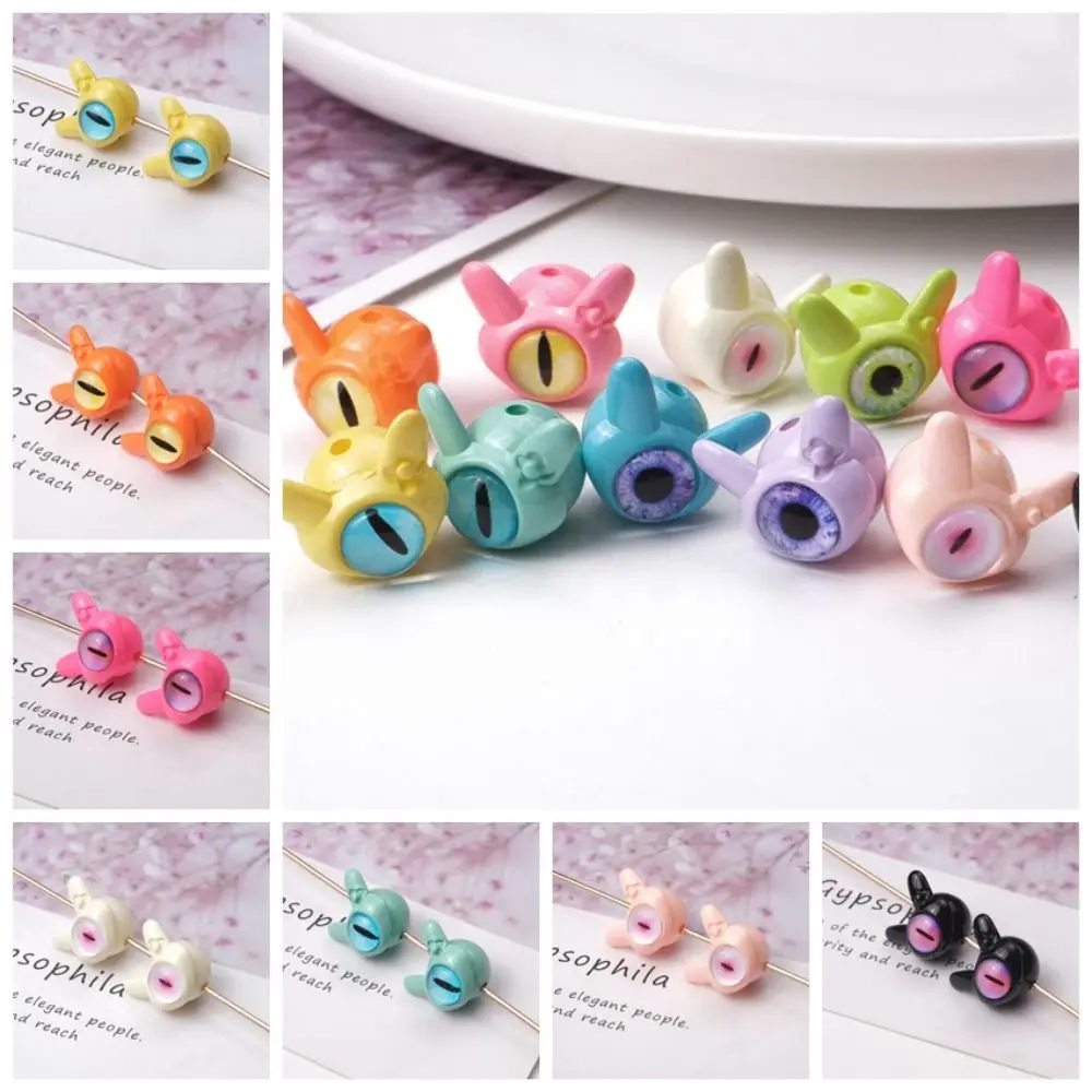 

10 pcs Dopamine Color Cartoon Evil Eyes One-Eyed Beads Rotundity Perforated Bead 16*16mm Colorful Pet Necklace DIY Decorations