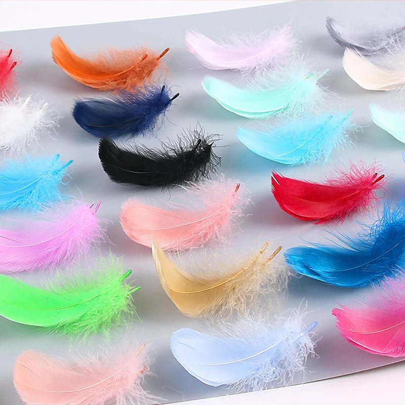 Wholesale 2000pcs 4-7cm 7-12cm Small Floating Goose Feather Colourful Plume for Craft Wedding Jewelry Home DIY Decoration Plumes