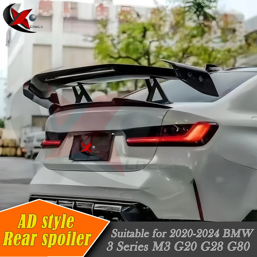 

For BMW 3 Series M3 G20 G28 G80 Coupe Glass Fiber Material GT Style Rear Spoiler Glossy Black Car Trunk Lid Decorative Cover