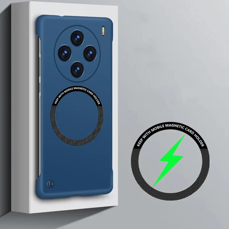 ملف مغناطيسي بدون إطار لحافظة الهاتف لهاتف Vivo X200 X100s X90 X100 Ultra X80 Pro شحن لاسلكي PC غطاء غير لامع