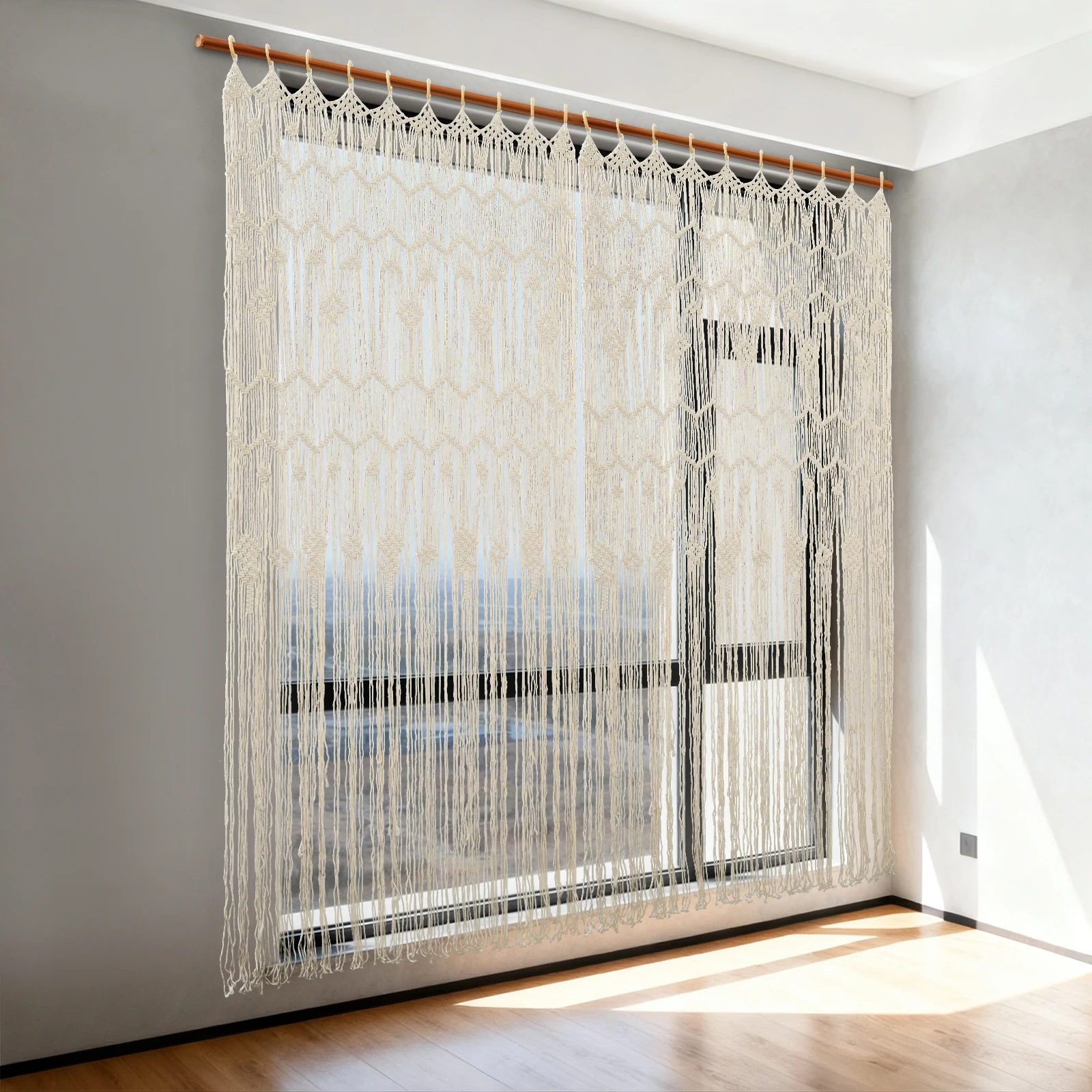 2 Stück Fenstervorhang, 1 x 2 m, Raumteiler, Türvorhang, Vintage-gewebte Vorhänge, vielseitige Dekoration für Flure, Schlafzimmer – Detail 8