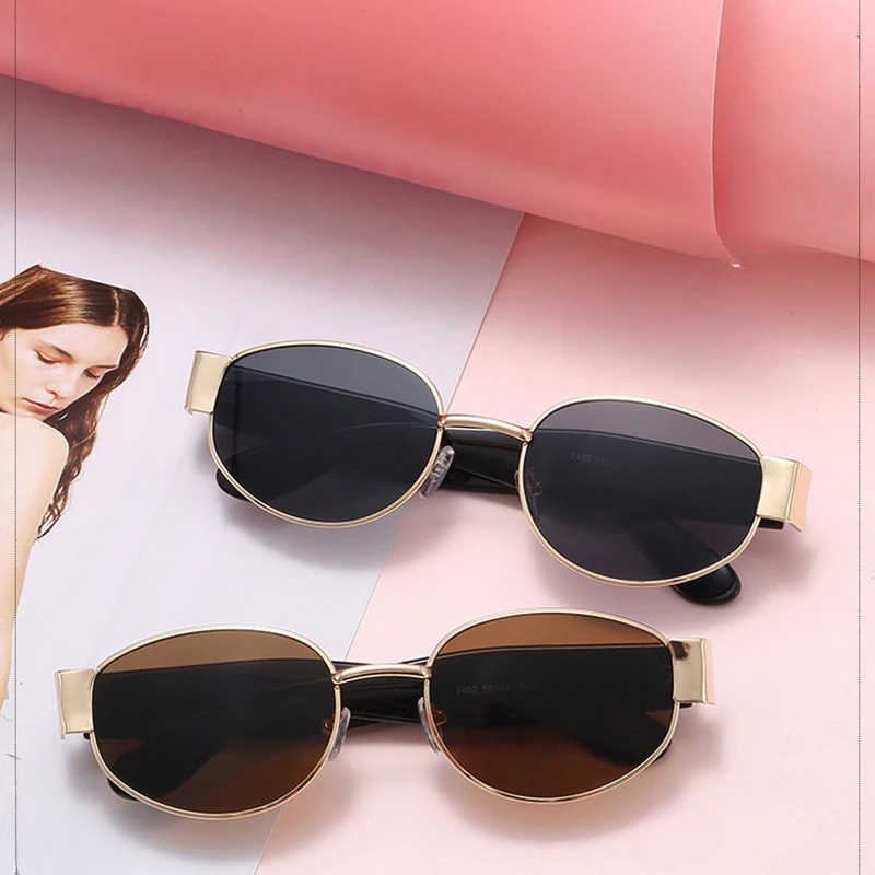 Retro Classic Oval Sunglasses Designer Protective Driving Glasses Women High Quality Metal Frame Sun Glasses UV400 Eyewear