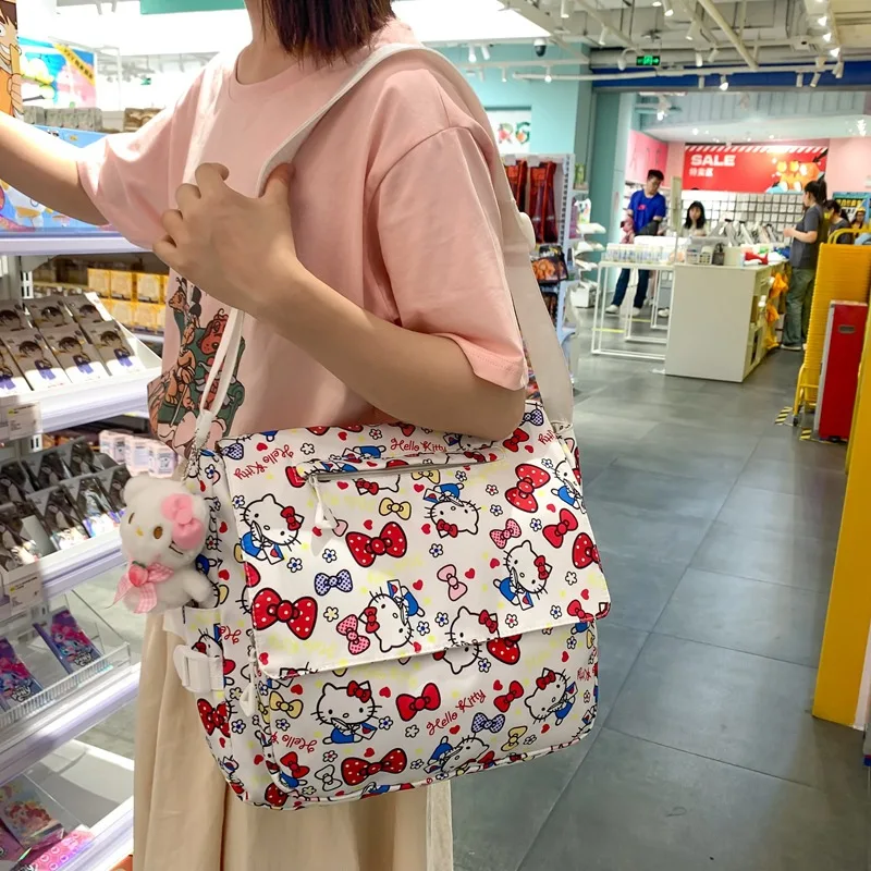 

Kawaii Hellokitty Сумка через плечо аниме мультфильм принт большая емкость Компьютерная сумка милая девушка Портативная сумка на молнии на плечо