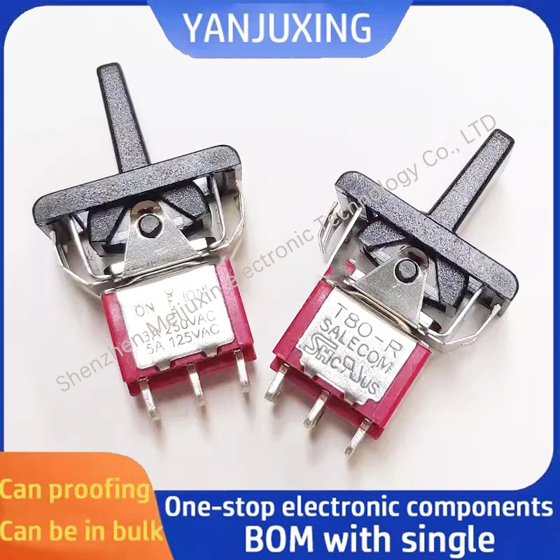 1PCS/LOT Button switch with swaying flat handle R8018A-P14 six-pin three-speed non-resetting T80-R