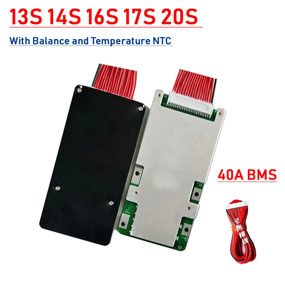 Температурный NTC 48 в 60 в 72 в 40 А BMS баланс 13S 14S 16S 17S 20S Защитная плата 18650 литий-ионный Аккумулятор Lifepo4