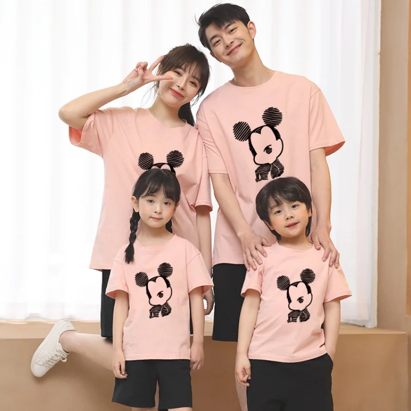 2025 Cotton Summer Round Neck Half Sleeve Cartoon Printed Family Clothing T-shirt Family Clothing Fun Family Styling